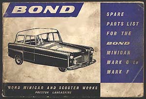 Bond Spare Parts List illustrated with a MkE Minicar