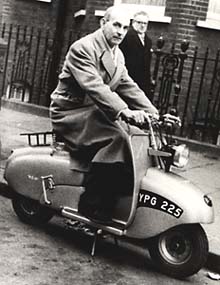 Lawrie Bond on his Sherpa scooter
